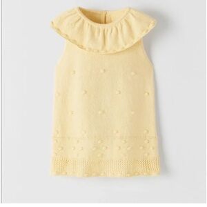 Zara Yellow Knit Dress with Ruffled Collar